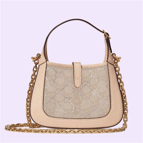 gucci jackie 1961 mini crystal gg lizard bag pink|Gucci Jackie 1961 mini crystal GG lizard bag.